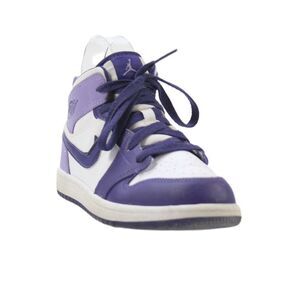 Nike Girls Air Jordan High Top Two Tone Purple Leather Sneakers Shoes 2Y